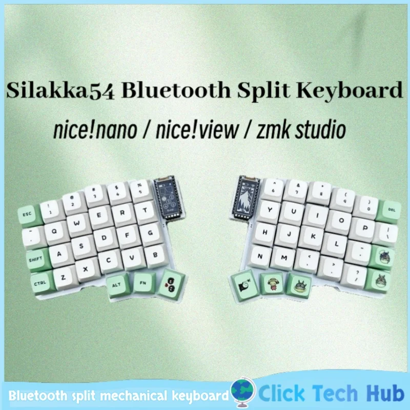 Silakka54 wireless Bluetooth split mechanical keyboard ergonomic split customization ZMK hot-swappable left right keyboard kit