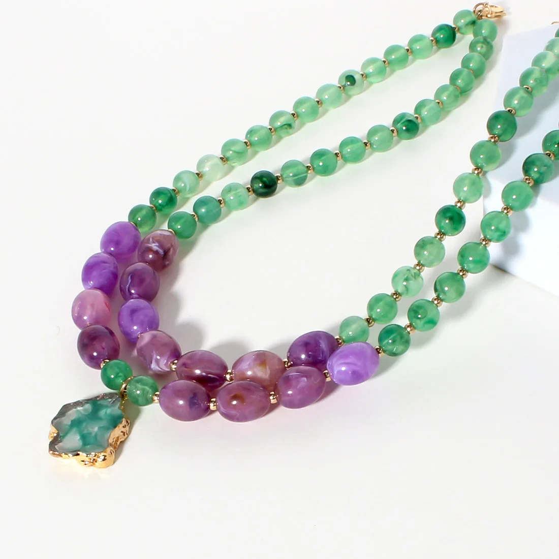 Zvoijio Summer New Irregular Resin Multi-layer Necklace for Holiday