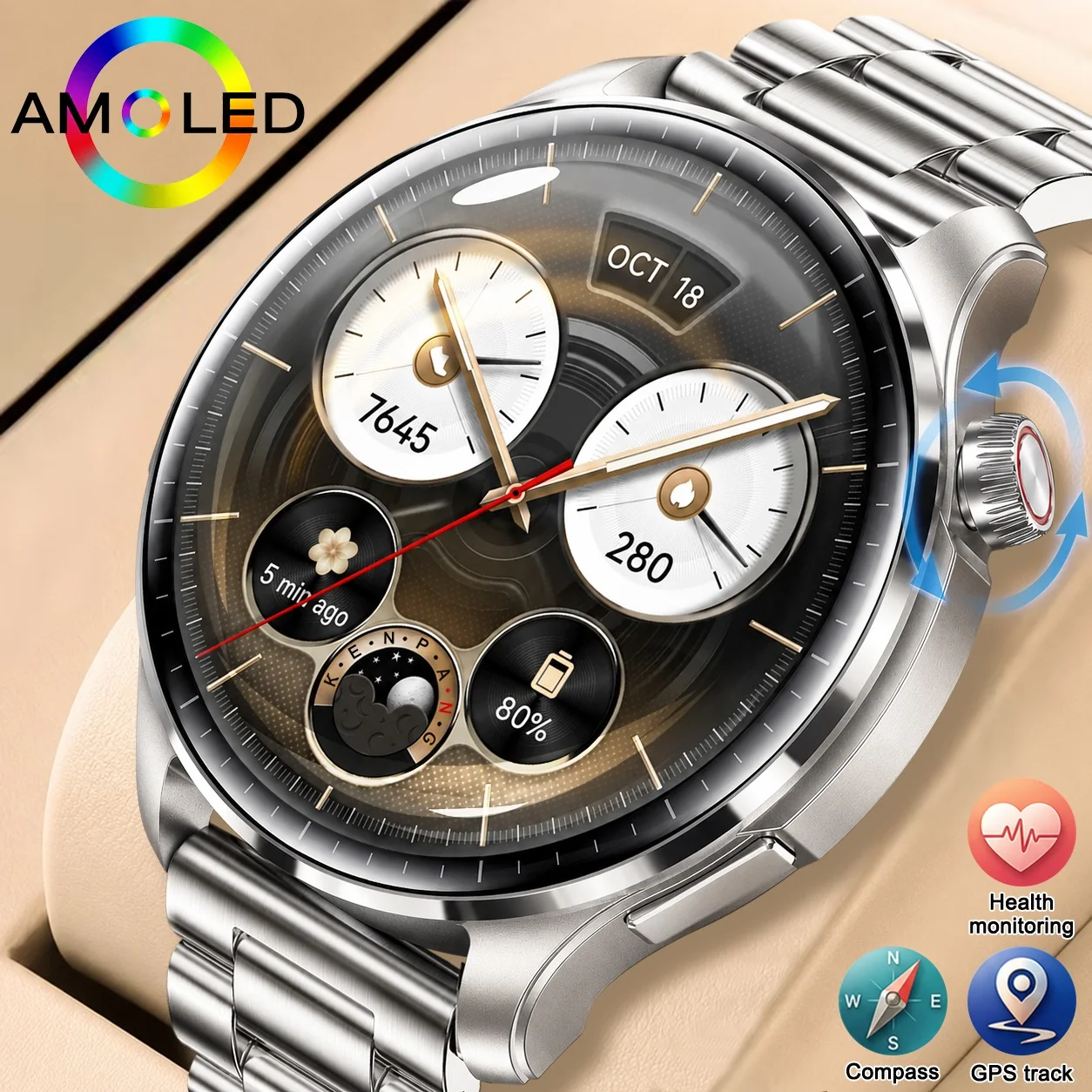 

2026 New Upscale Smart Watch Men GPS track Bluetooth Call IP68 Waterproof AMOLED Screen Heart Rate NFC Smart Bracelet Women iOS