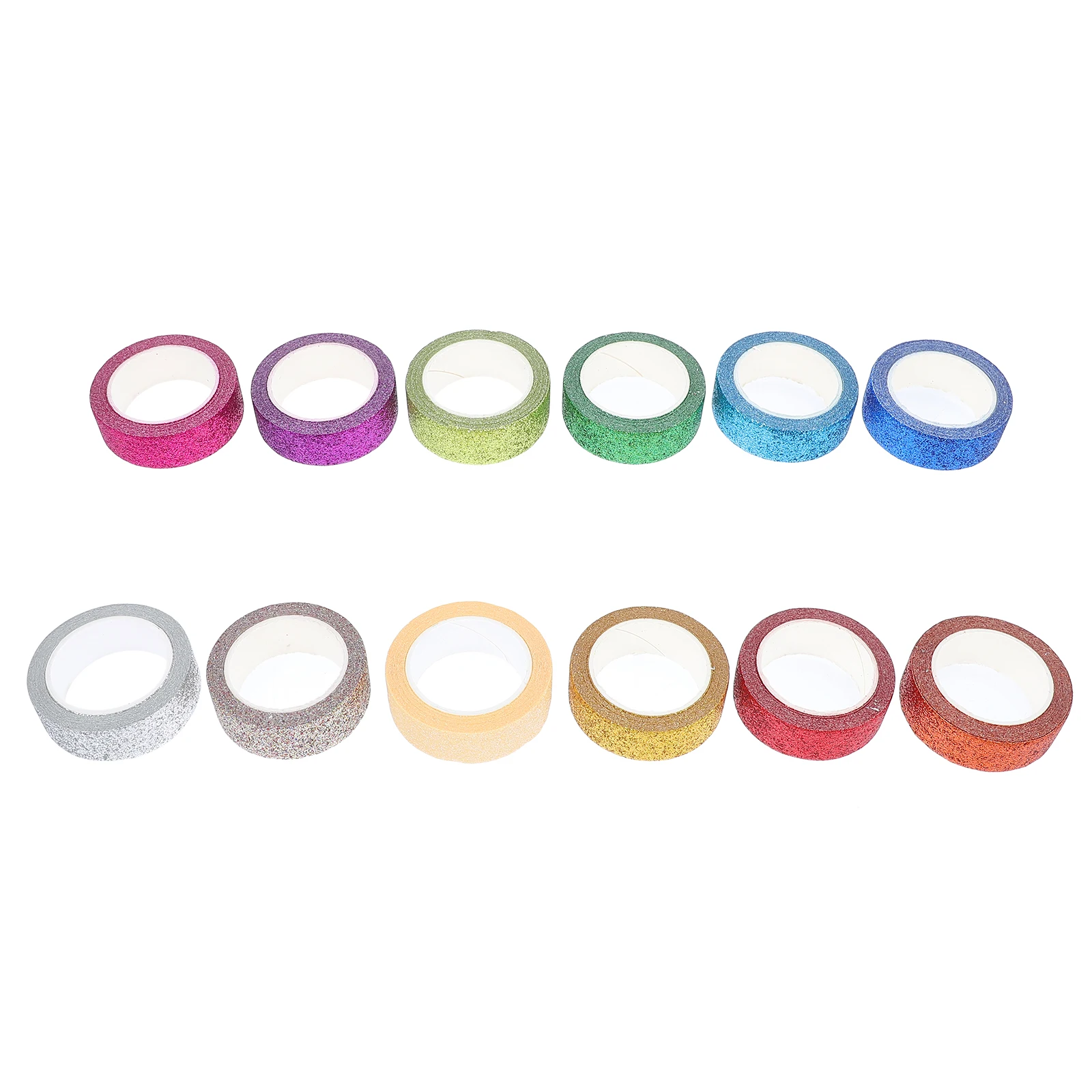 

Rainbow Color Washi Tape 12 Rolls Glitter Child Decorative Craft Paper Tapes DIY Gift Wrapping Hand Account Practical Sticky
