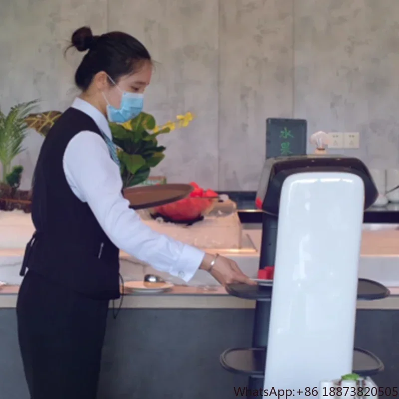 Fully Autonomous agv Food Delivery Robot Automatic Recharge Commercial Food Robot for Restaurant