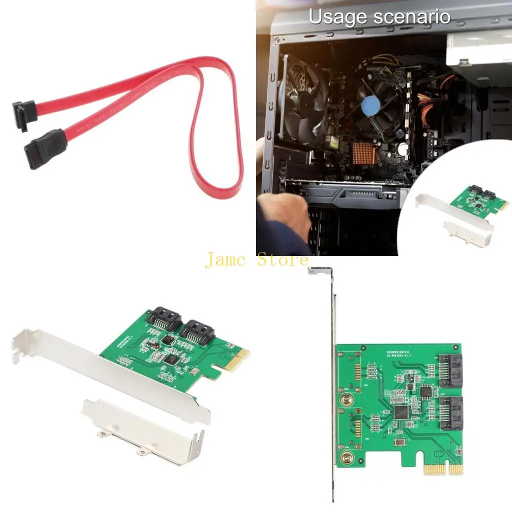 

LX0B PCIExpress Controller Card With 2 SATA3.0 Port Fast Transfer Support RAID0/1