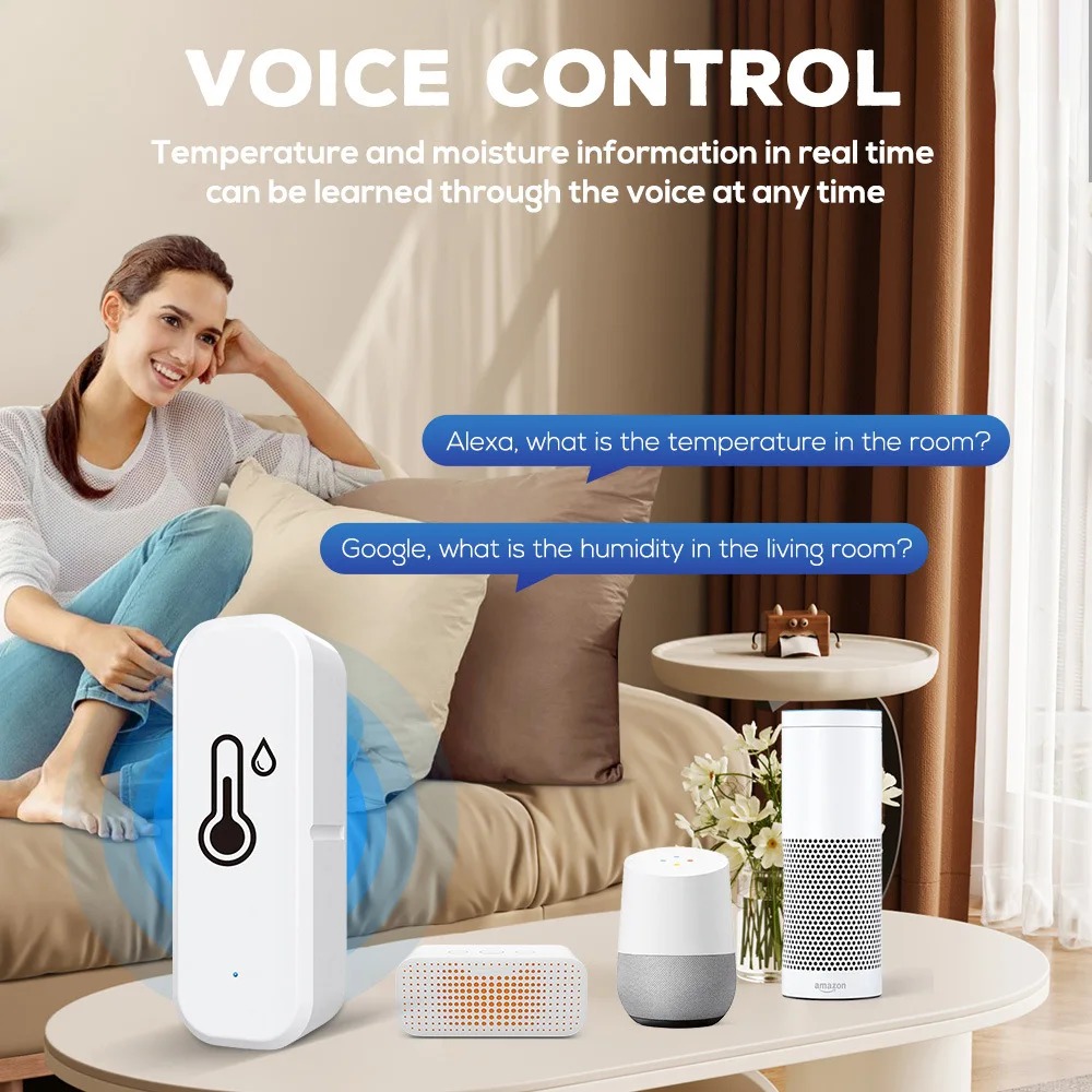 Tuya WiFi/ZigBee Temperature And Humidity Sensor Smart life APP Remote Indoor Thermometer For Home Work With Alexa Google Home