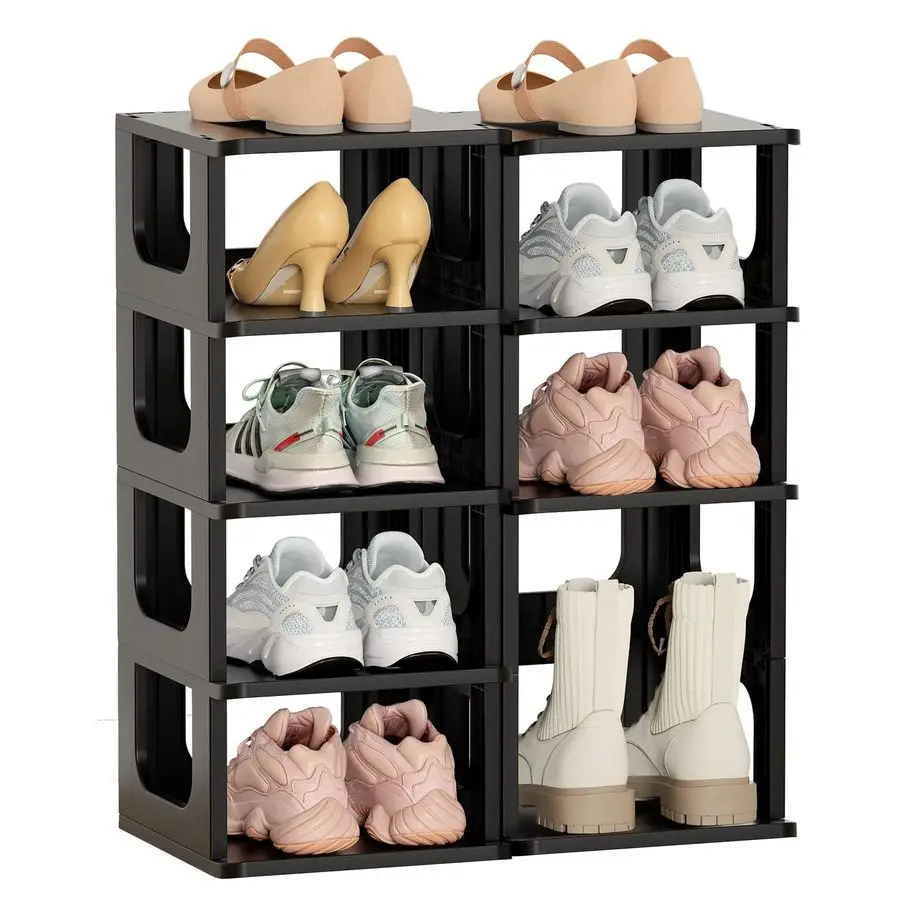 

Adjustable 10 Tier Shoe Organizer Narrow Plastic Vertical Shoe Rack for Closet, Entryway, Boots Stackable Shoe Cabinet