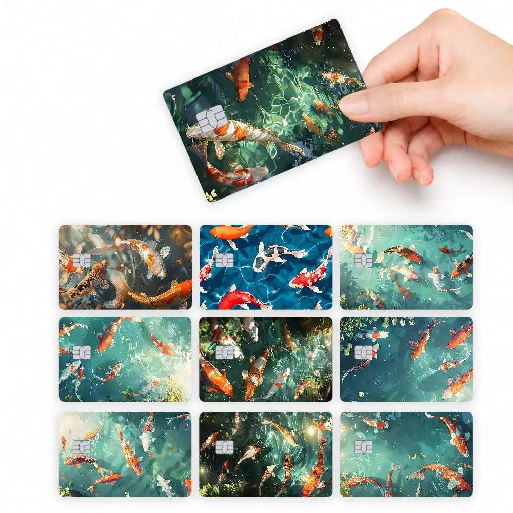 Fish  4pcs Credit Card Skin Stickers Suitable for Bank  Transit Pass Decorative Cover