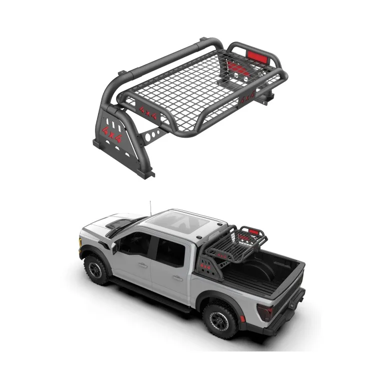 

iA 4x4 Universal Pickup Truck Gantry Black Steel Roll Bar Bed Rack Frame With Basket for Ford F150 Tacoma Hilux Nissancustom