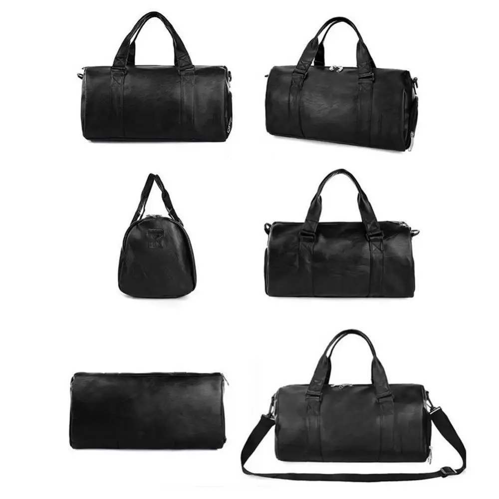 Unisex Large Capacity Travel Tote Bag Duffle Faux Leather Bag Shoe Luggage Gym Fitness Tote Shoulder Bag Sport