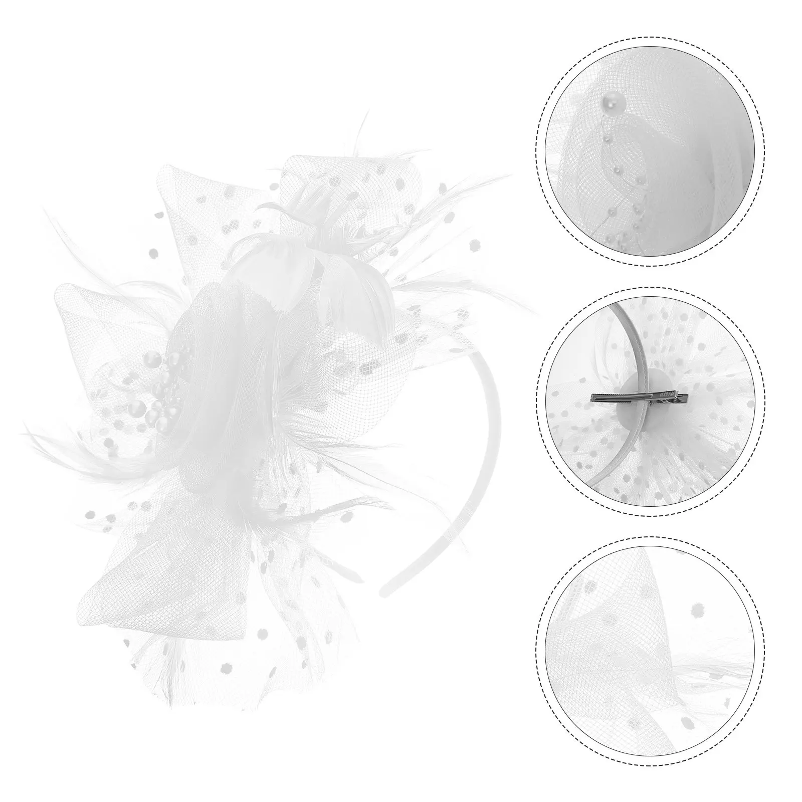 

Однотонная изящная повязка для волос с перьями и бусинами, сетчатая, в стиле ретро, для невесты, для особых случаев и повседневной носки, стильная женская