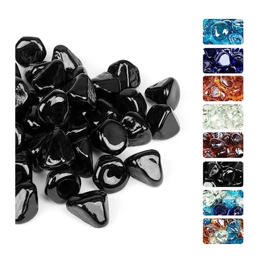 

GRISUN Onyx Fire Glass Diamonds for Fire Pit, 1 Inch High Luster Reflective Tempered Glass Rocks for Natural or Propane Firepla