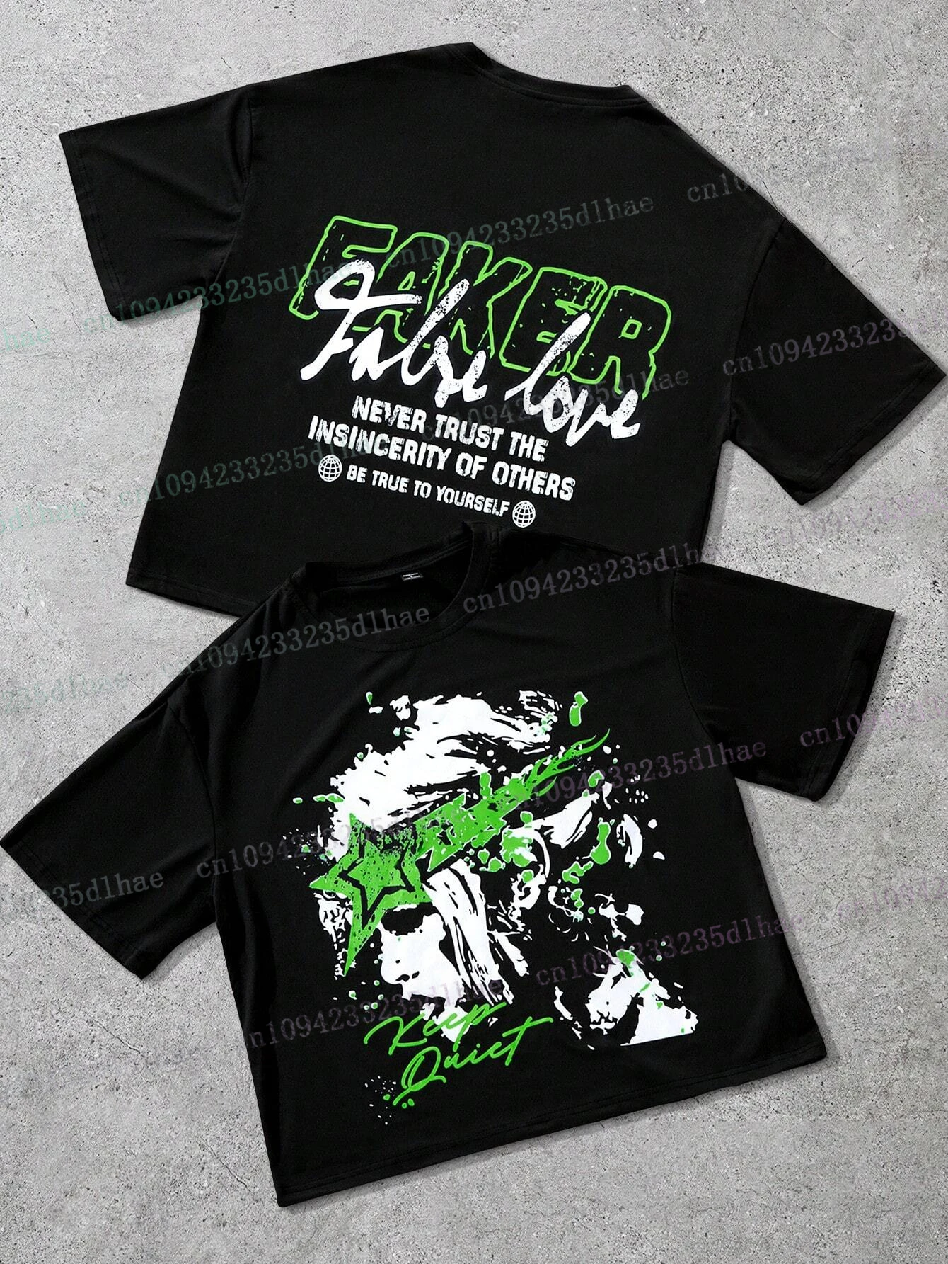 

Manfinity EMRG Oversized Short Black T-Shirt With Green Graffiti Woman Figure Print Tees For Women And Men Y2k Tops Streetwear