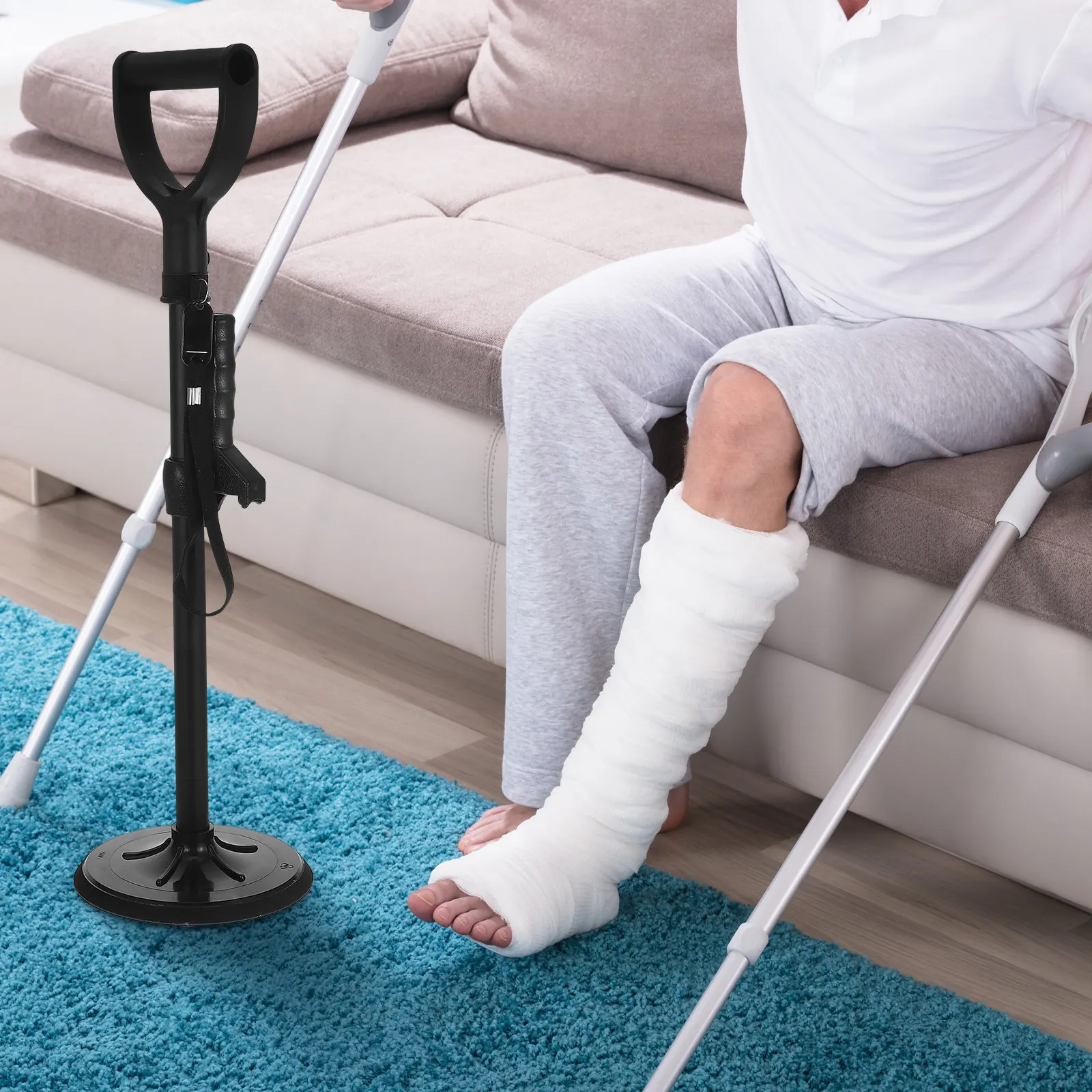 

Sturdy Adjustable Standing Aid for Elderly Individuals Comfortable Ergonomic Design Bedside Stand Up Assistance Walking Aid Tool