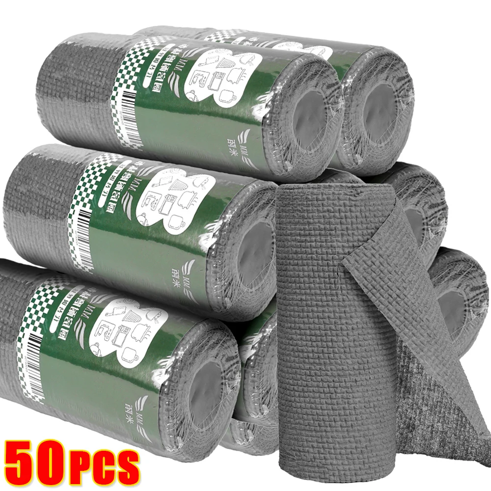 2/1Rolls Thickened Cleaning Cloths Microfiber Non-stick Oil Towel Reusable Kitchen Rag Dishcloths Cloths Household Cleaner Wipes