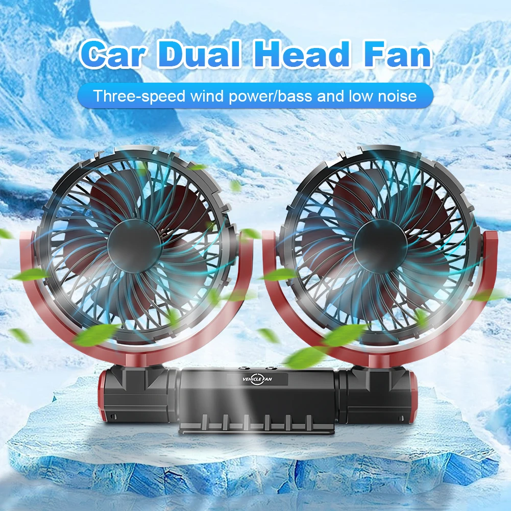 

Foldable Portable Cooling Fan USB Powered Double Head Car Cooling Fan 3 Speeds Auto Cooler 360 Adjustable for Dashboard RV Truck