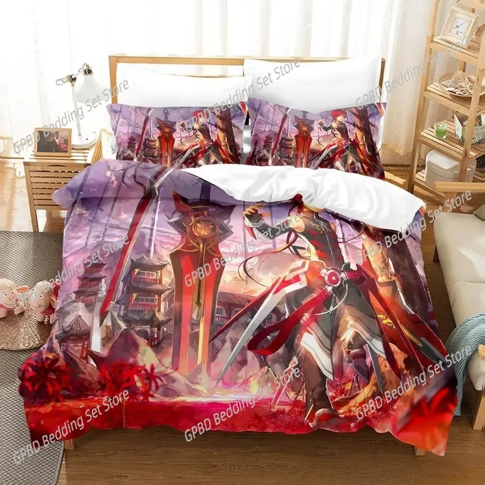 3D Print Anime Game Elsword Comfortable Duvet Quilt Cover Pillowcase Bedding Set Children Bedroom Decoration Home Textile