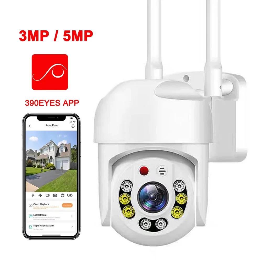 

390EYES 5G 2.4G Frequency Wifi PTZ Camera Auto Tracking Two Way Audio Color Night Vision IP66 Outdoor Security Camera System