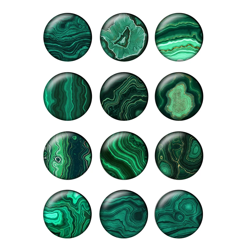 24pcs Green Blue Abstract Marble Gilded Texture Pattern 10mm-25mm Round Photo Glass Cabochon Demo Flat Back Making Findings H062