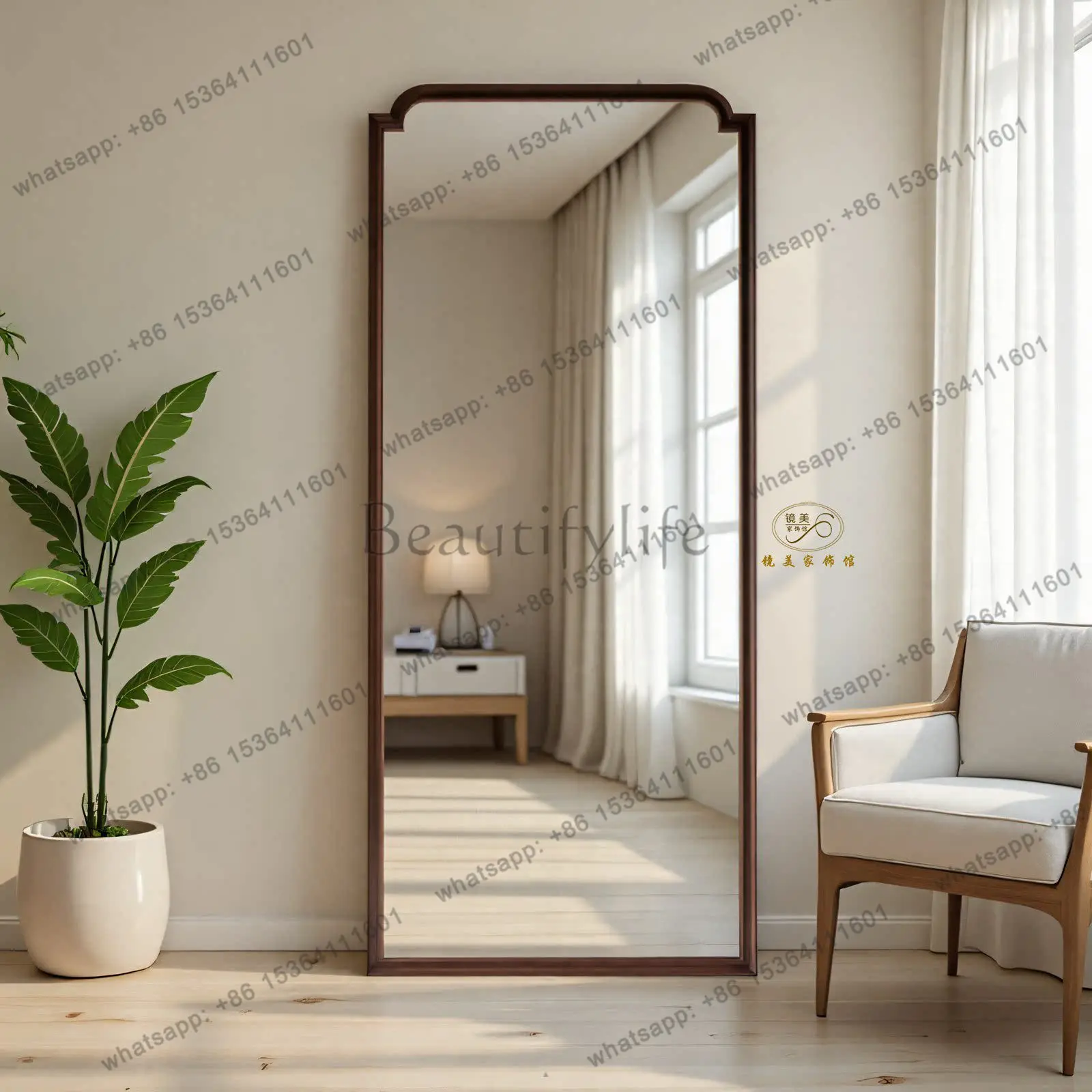 D33 French retro full-length mirror, living room entrance wall-mounted home bedroom floor-to-ceiling fitting mirror