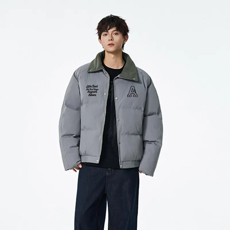 

Мужская зимняя утепленная хлопковая куртка в американском ретро-стиле, свободного кроя, с воротником, молодежная модная верхняя одежда, теплая, с буквенным принтом