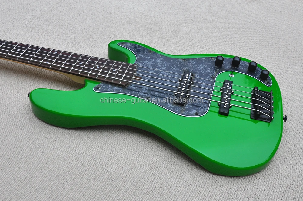 Flyoung 5 Strings Electric Bass Guitar Factory High QUality Guitars Green Bass
