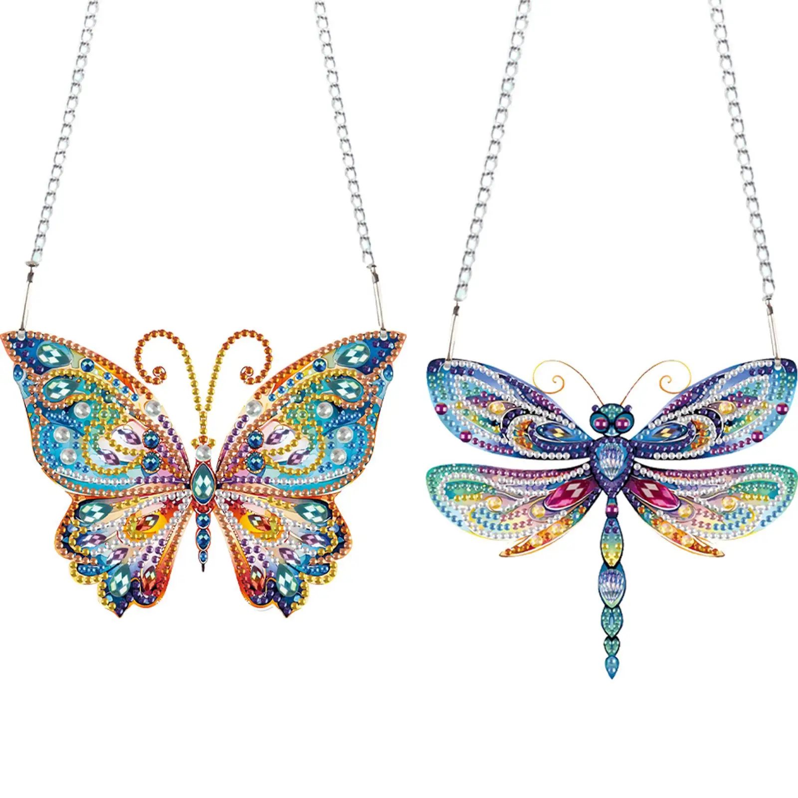 

2pcs 2D Flat DIY Rhinestone Diamond Art Window Pendants Diamond Painting Set Diamond Art Pendant DIY Home Decor Hanging Charm