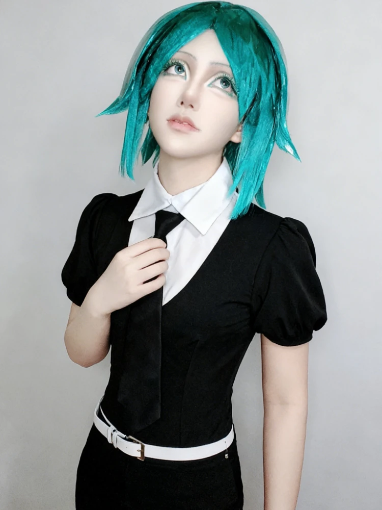 Japanese Anime Land of The Lustrous Diamond Houseki No Bort Kuni Jade Yellow Cosplay Costume Playsuit Outfits Uniforms Suits Wig