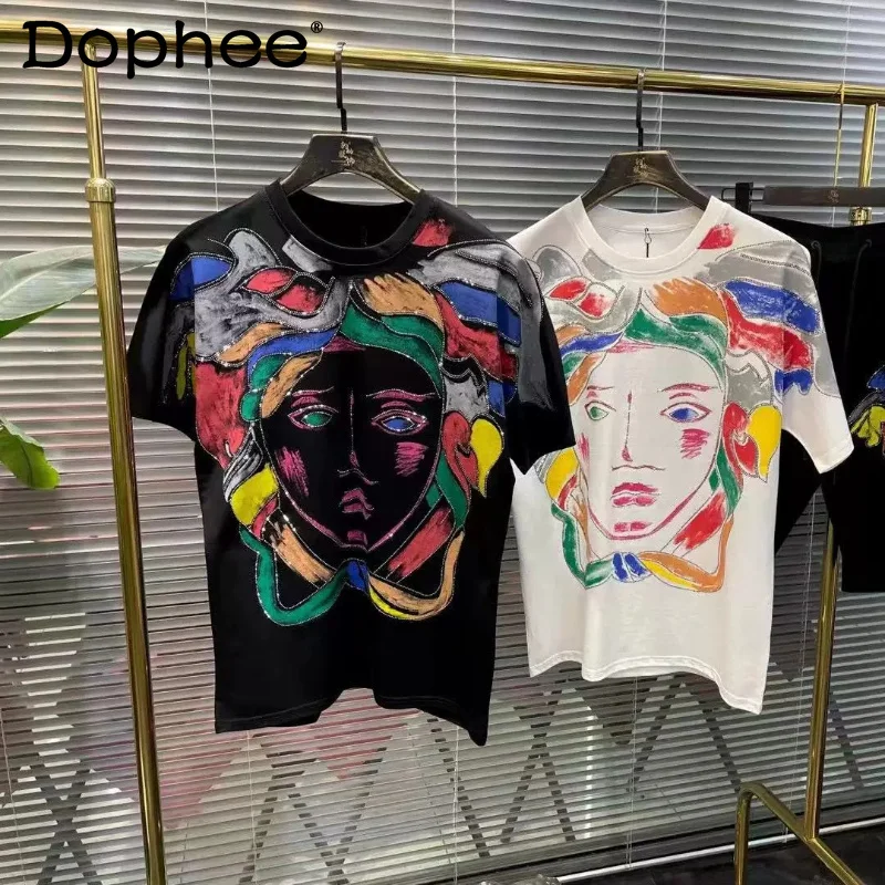 

2026 Men's Summer Hot Diamond Printed Tees Round Neck Short Sleeve Slim Fit Over Size Half Sleeve T-shirts Shorts Two-piece Sets