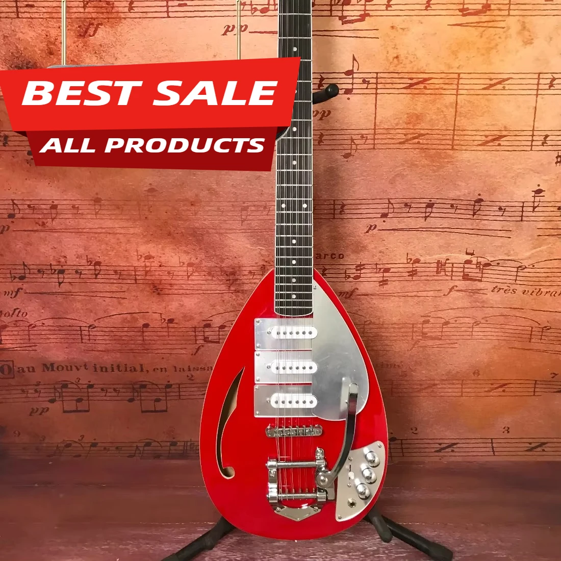 Vox Mark XII 1966 Highly Visually Impactful Droplet Shaped Design Electric Guitar 12 Strings Sss Pickups Hot Sale New