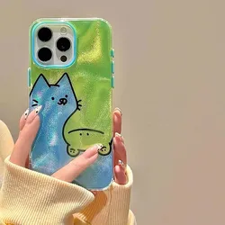 Water ripple interesting lines kitten phone case For iPhone 11 12 13 14 15 16 pro max