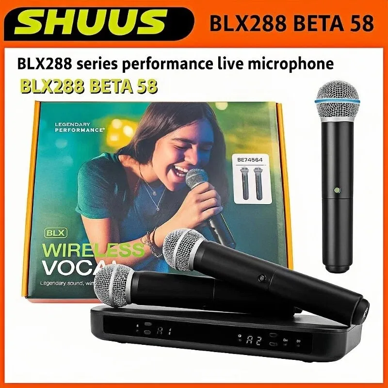 

Беспроводная цифровая микрофонная система BLX288 BETA58 UHF с двумя ручными суперкардиоидными передатчиками для живых выступлений и караоке