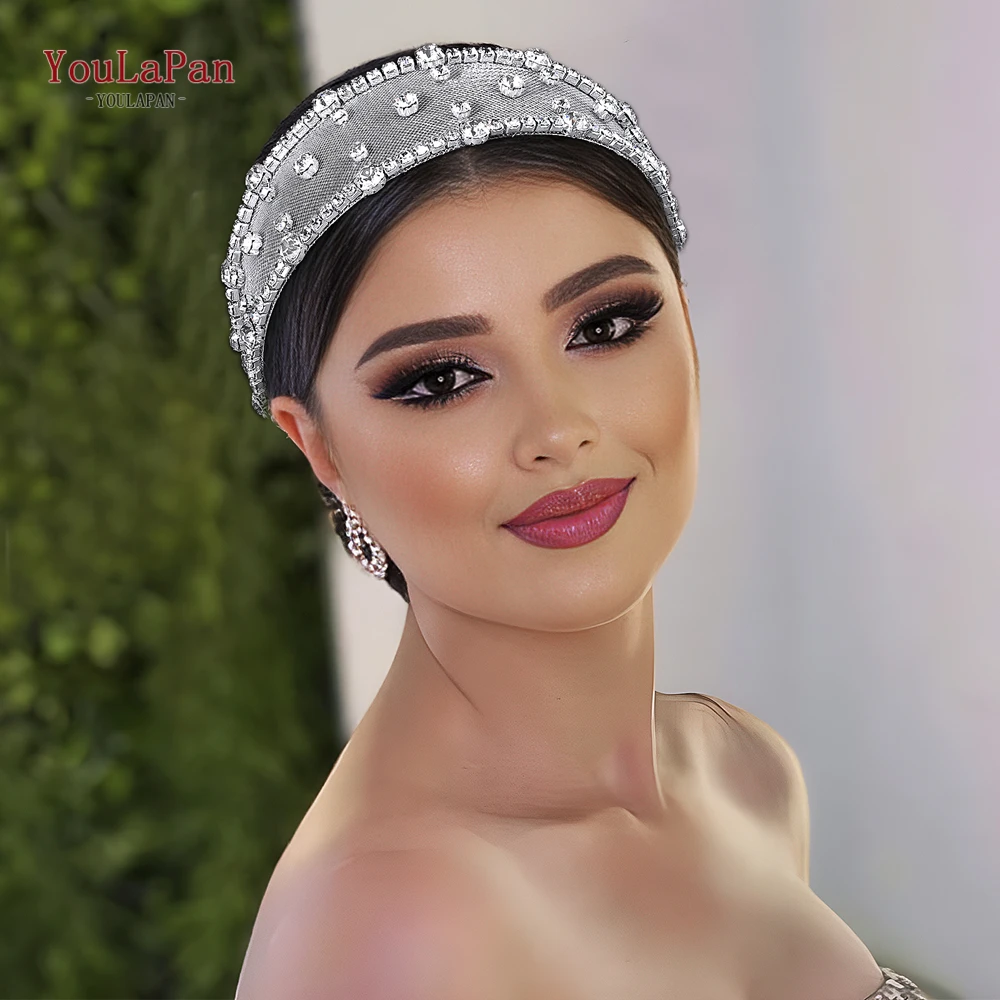 

TOPQUEEN Bride Bridesmaid Head Hoop Rhinestone Fashion Wedding Headpiece Handmade Headwear Banquet Party Hair Accessories HP808