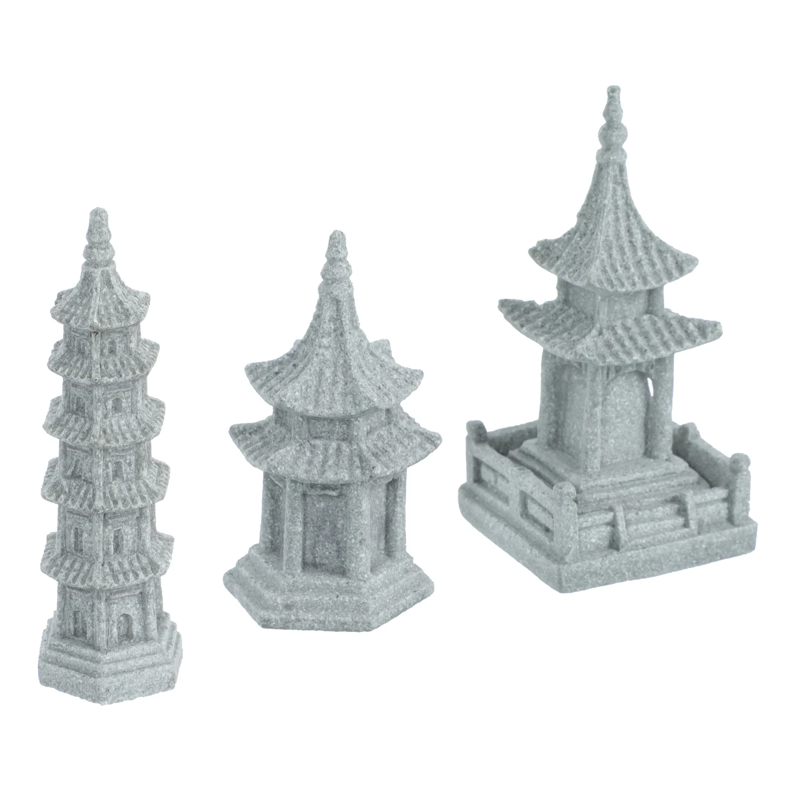 

3 pcs Simulated Landscape Pavilion Ornaments Mini Stone Decor for Home Balcony Yard Bonsai Garden Realistic Durable