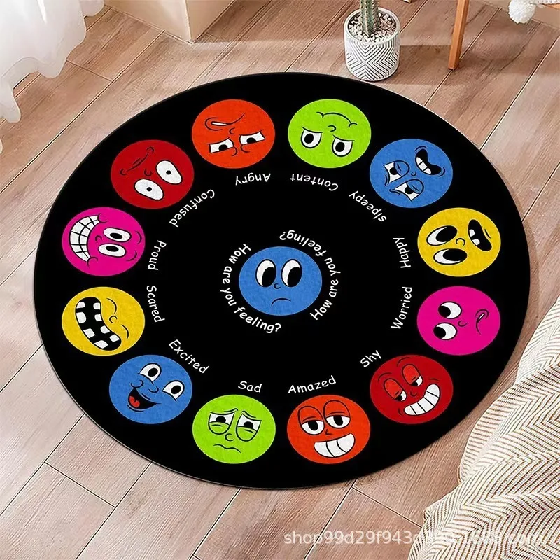 Alphabet Learning Round Carpet Living Room Large Rug Animal Number Circle Carpet Bedroom Sofa Floor Mat