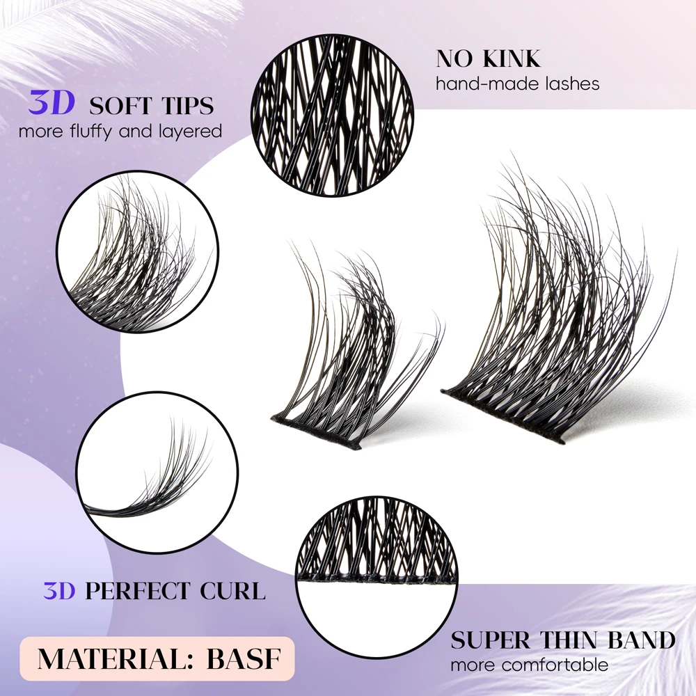 CILLOPHY Cat Eye False Eyelash Extension DIY Lash String Fluffy Soft and Easy to Operate Eyelashes Extension Bundle Makeup Tool