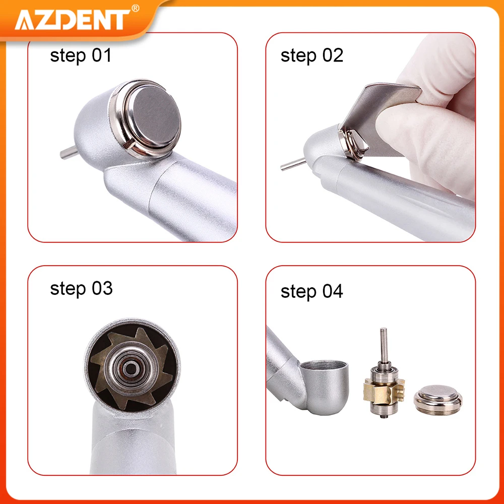 Dental 45 Degree LED High Speed Handpiece AZDENT E-generator Integrated Standard Head Push Button 2/4 Holes Single Water Spray