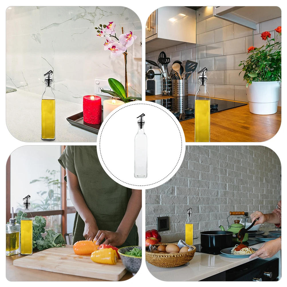 

1Pcs Clear Glass Oil Container Automatic Opening Closing Vinegar Cruet Practical Home Kitchen Storage Oil Can Kitchen Supplies