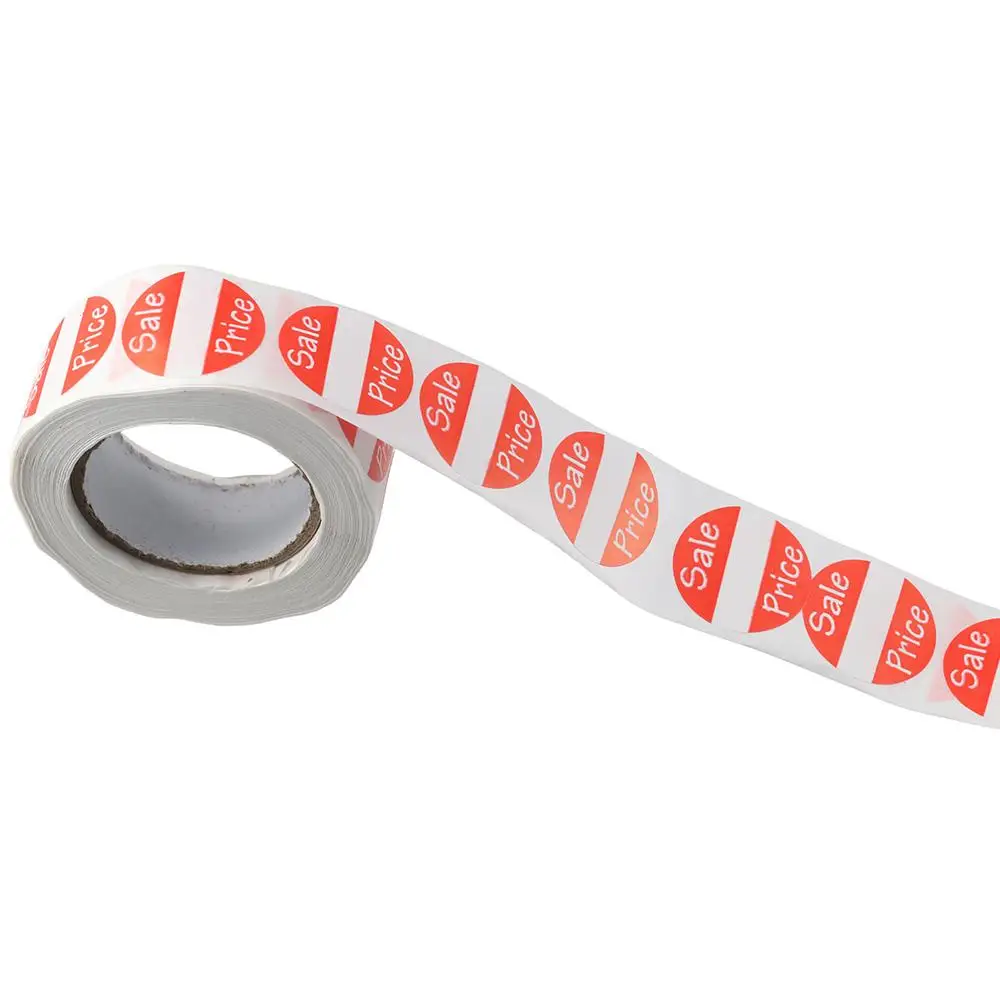 500 Pcs 1Inch Sale Price Stickers Business Labels Self-Adhesive Round Red Sticker Roll Stationery Sticker Office Supplies