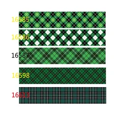 Green Plaid Pattern Printed Grosgrain Ribbon 10yards for Hairbows Holiday Sewing Accessories DIY