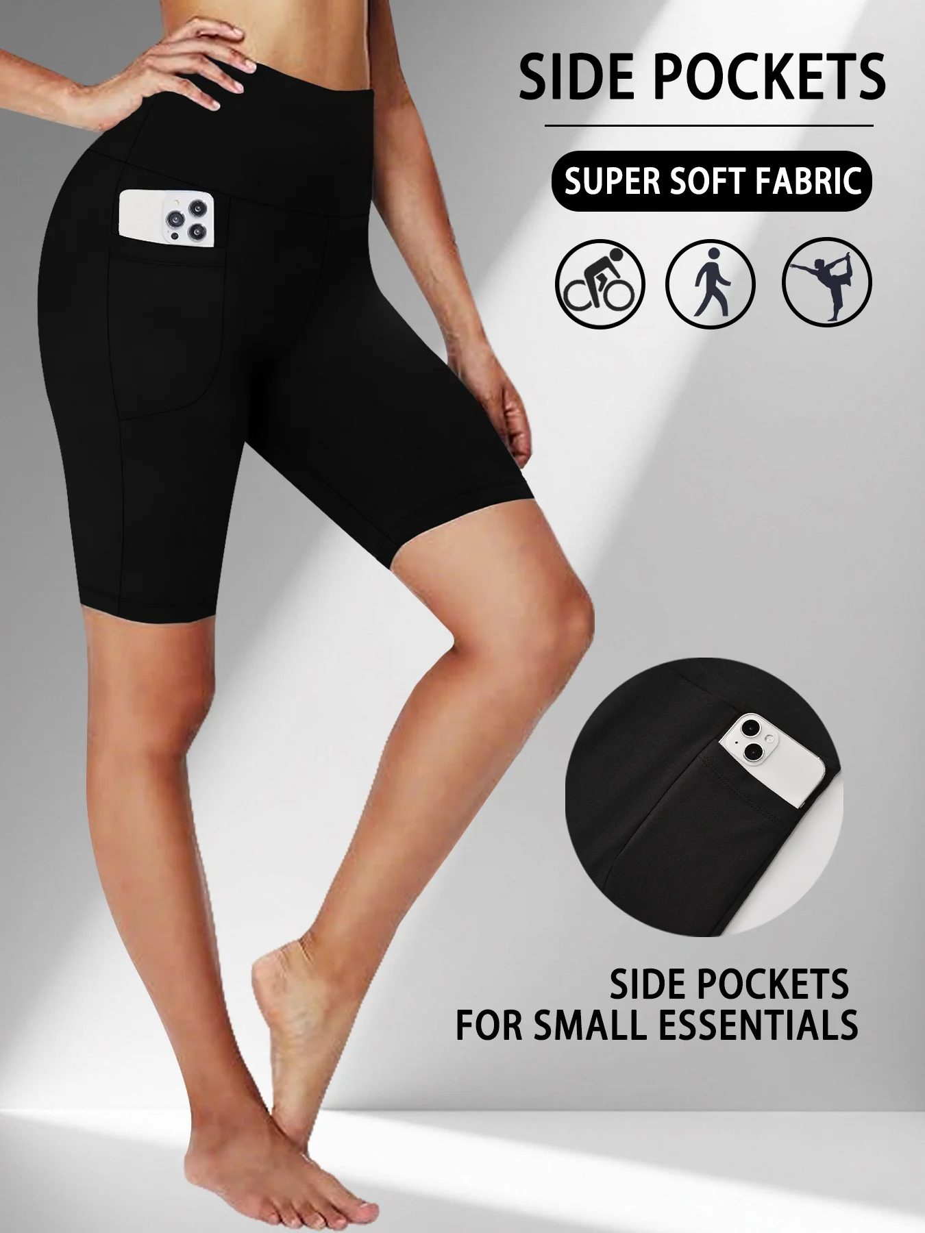 

Шорты-велосипедки с высокой талией для женщин, с карманами, очень мягкие, непрозрачные, для тренировок, бега, йоги, занятий в спортзале