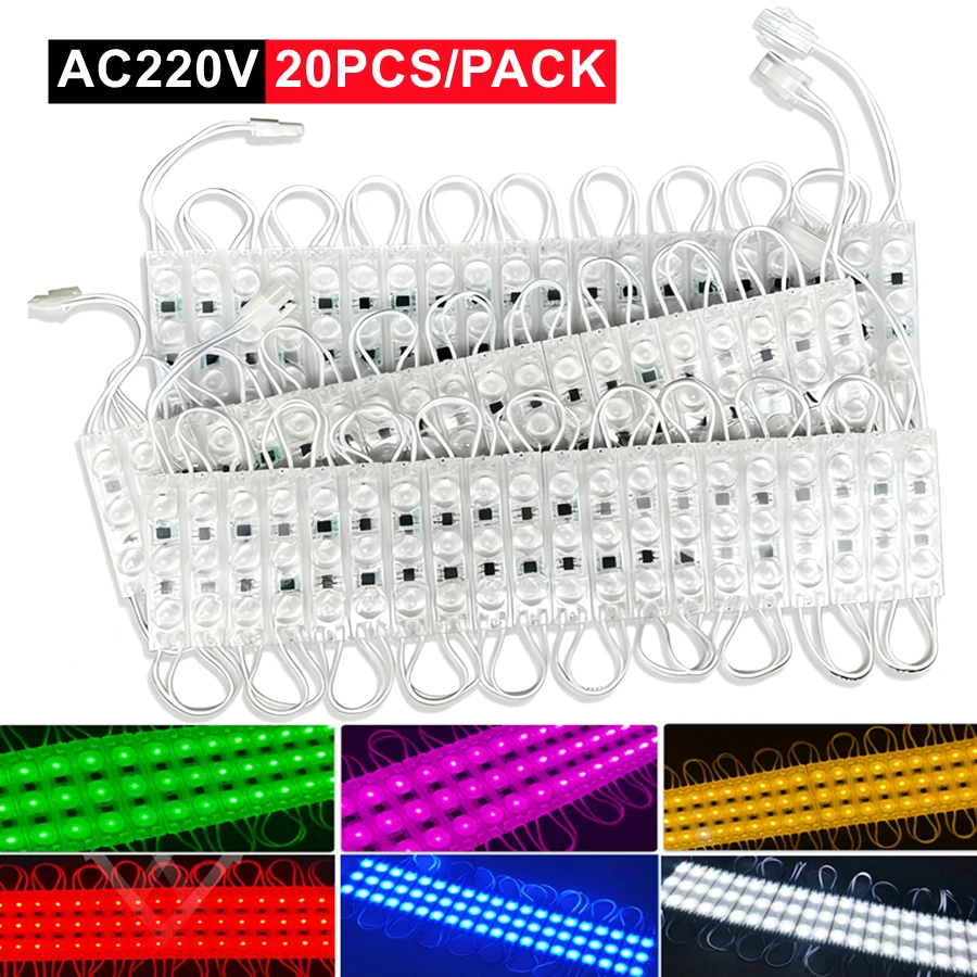 20PCS 220V Highlight Led Module Waterproof Foldable COB Light Strip Backlight Shop Banner Luminous Character Outdoor Decoration