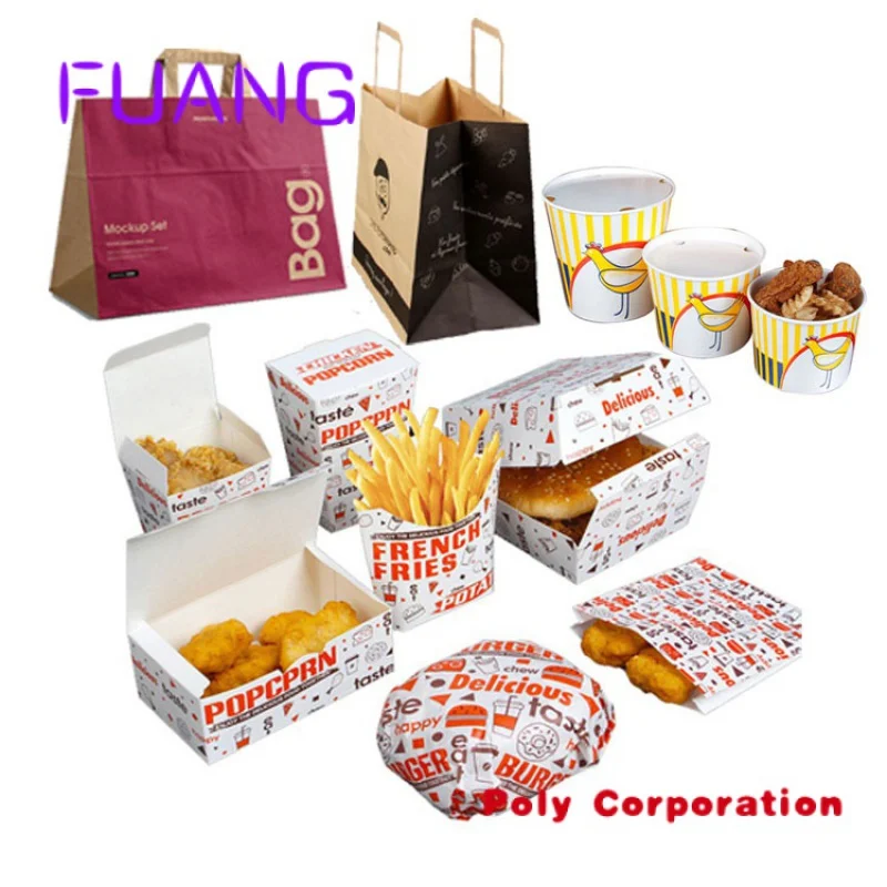 Custom  Custom for hamburger french fries fried wing paper boxes togo snacks fast food packaging container takeaway burger chick