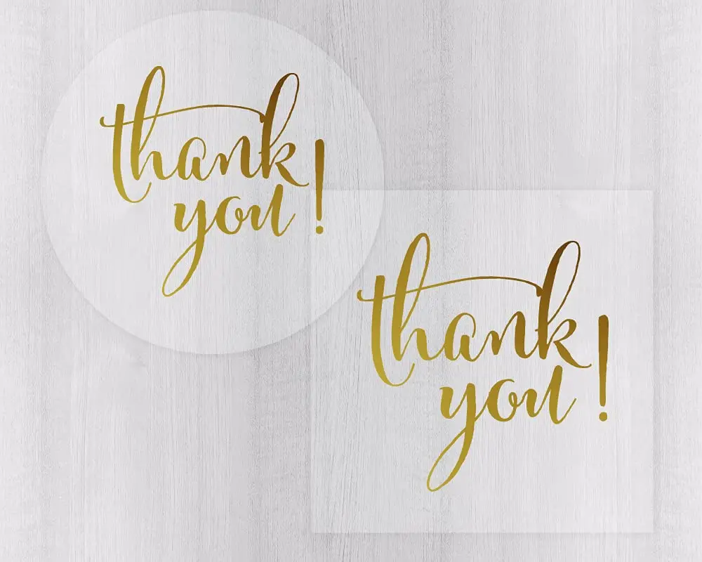 Custom Real Gold Foil Wedding Favor Stickers Personalized Self Transparent Stickers for Decoration Bottle Thank You Favor  Label