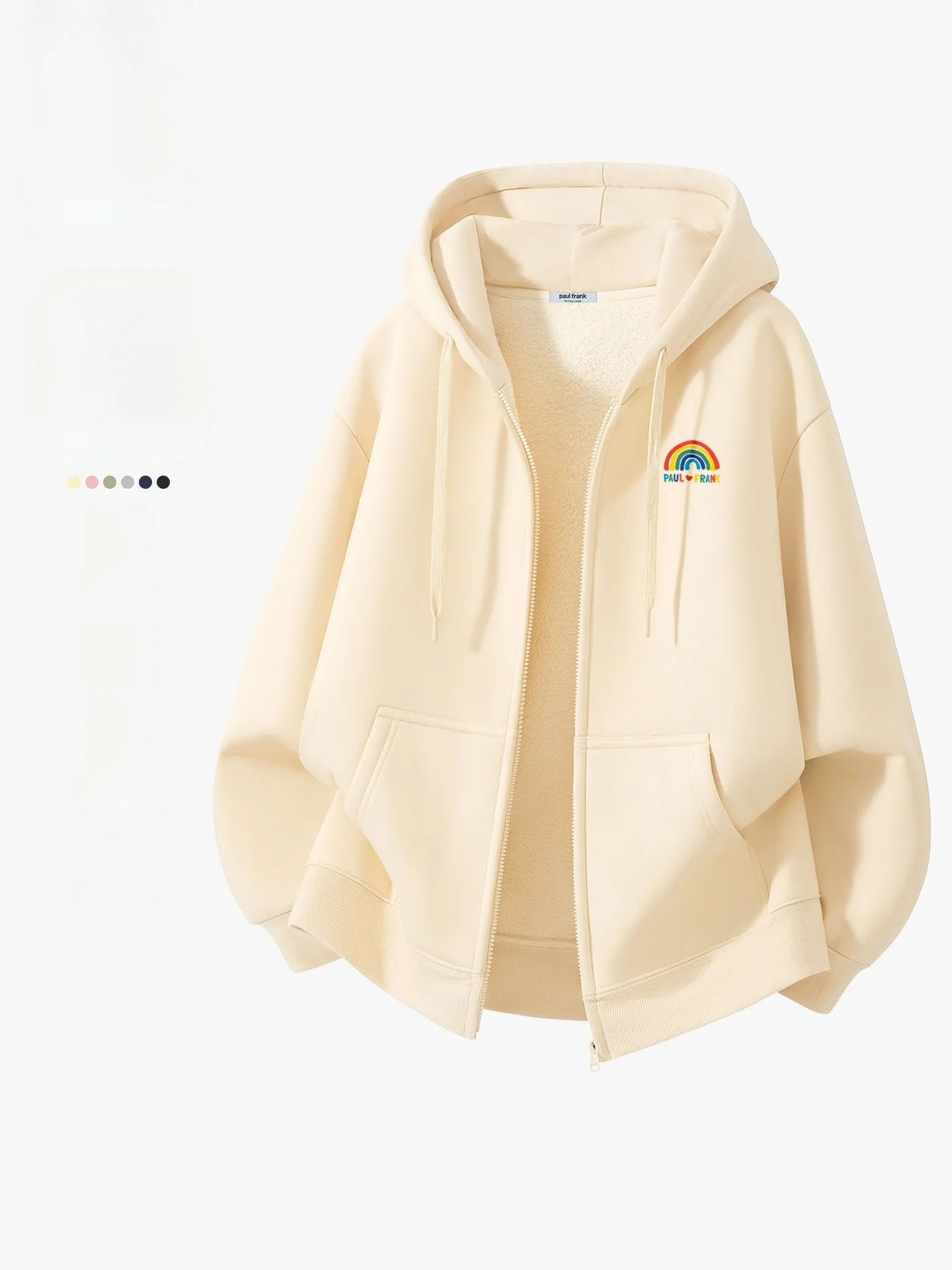 

American Sle Hoodie Men's Thiened Fce Autumn Winter Couple's Lamb Velvet Jaet Zipper Loose Fit Long Sve