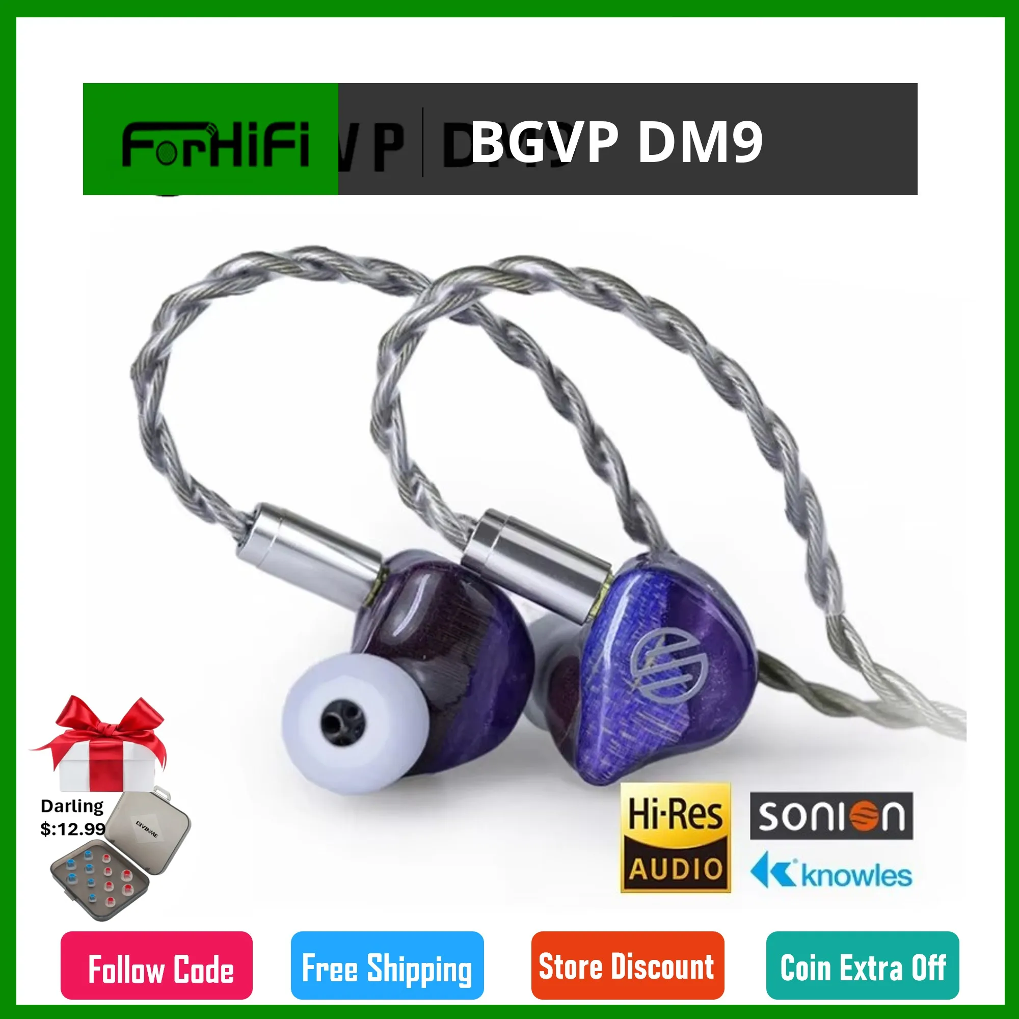 

BGVP DM9 4EST + 1DD + 4BA Новые флагманские проводные наушники-вкладыши HIFI-монитор с кабелем MMCX Наушники IEMs с резьбой по дереву