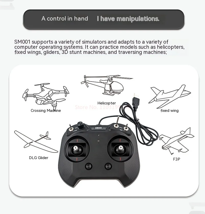 Fush Flysky Fs-sm001 8-channel Aircraft Model Remote Control Supports Multiple Flight Simulation Computer Operating Systems