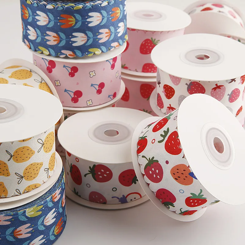 10 Yards 38MM Wellenkanten-Band mit Frucht-/Erdbeer-/Kirschmotiv für Haarschleifen, DIY-Bastelarbeiten, handgefertigte Accessoires YM2023062702 – Detail 4