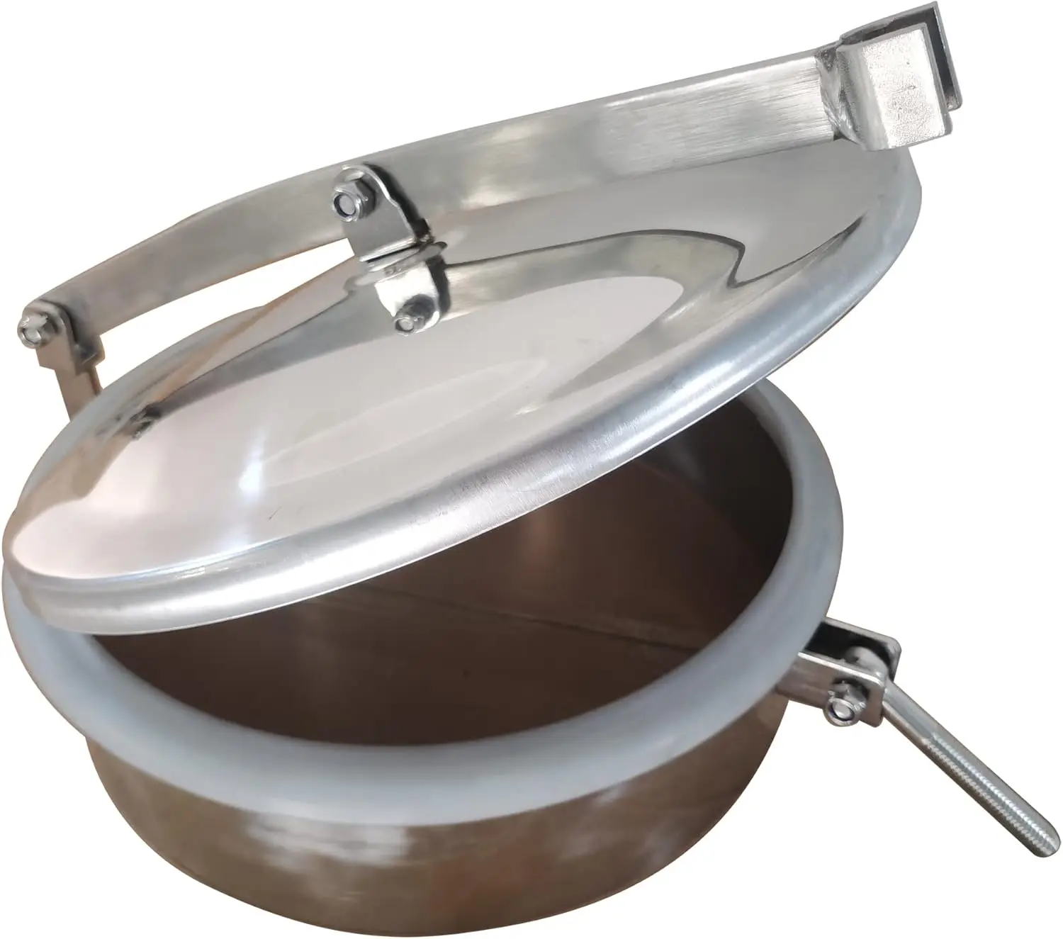 فتحة دائرية من الفولاذ المقاوم للصدأ 304 مقاس 300 مم (11.8 بوصة)، مدخل جوي، باب خزان دائري ذو سطح مصقول للأغذية والمشروبات