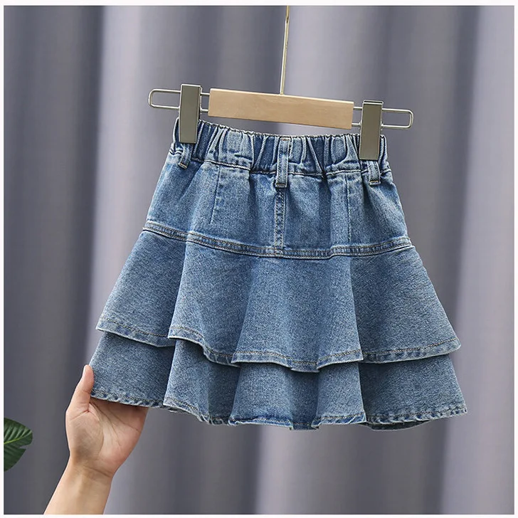 Saia curta de jeans infantil, meia saia feminina, nova moda, primavera, verão, Bata, 2022