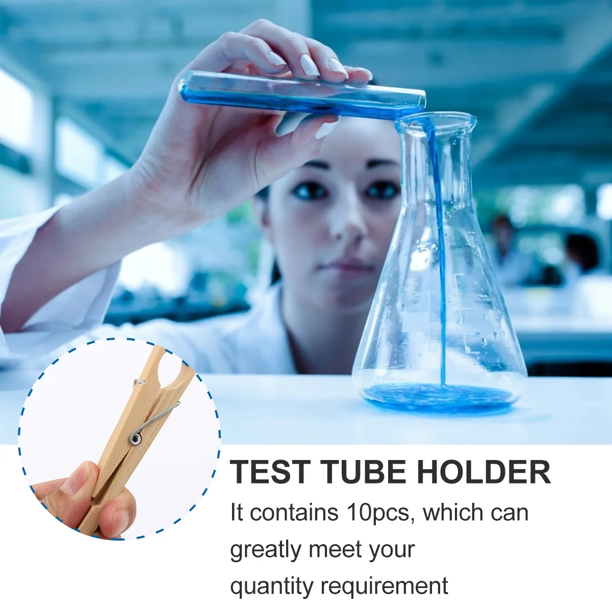 

10Pcs Wooden Test Tube Holder Strong Unbreakable Design 18Cm Extended Handle for Lab Safety Experiment Apparatus Educational Use