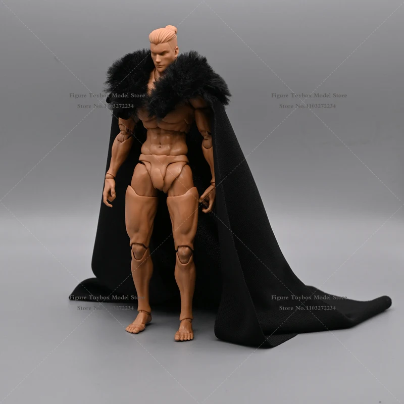 Black White Red Fur Collar 1/12 Scale Romankey Man Soldier Long Cloak Clothes Accessory Ancient Style Decors For 6