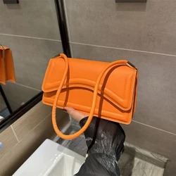 OL Orange Fashion Trend Girl Woman Messenger Shoulder PU PVC Leather Women Lady Bags Handbag Phone Case Purses Square Tote Bag